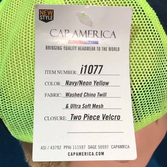 NWT Fox Sports navy neon yellow baseball cap hat unisex one size fits most - Picture 4 of 7